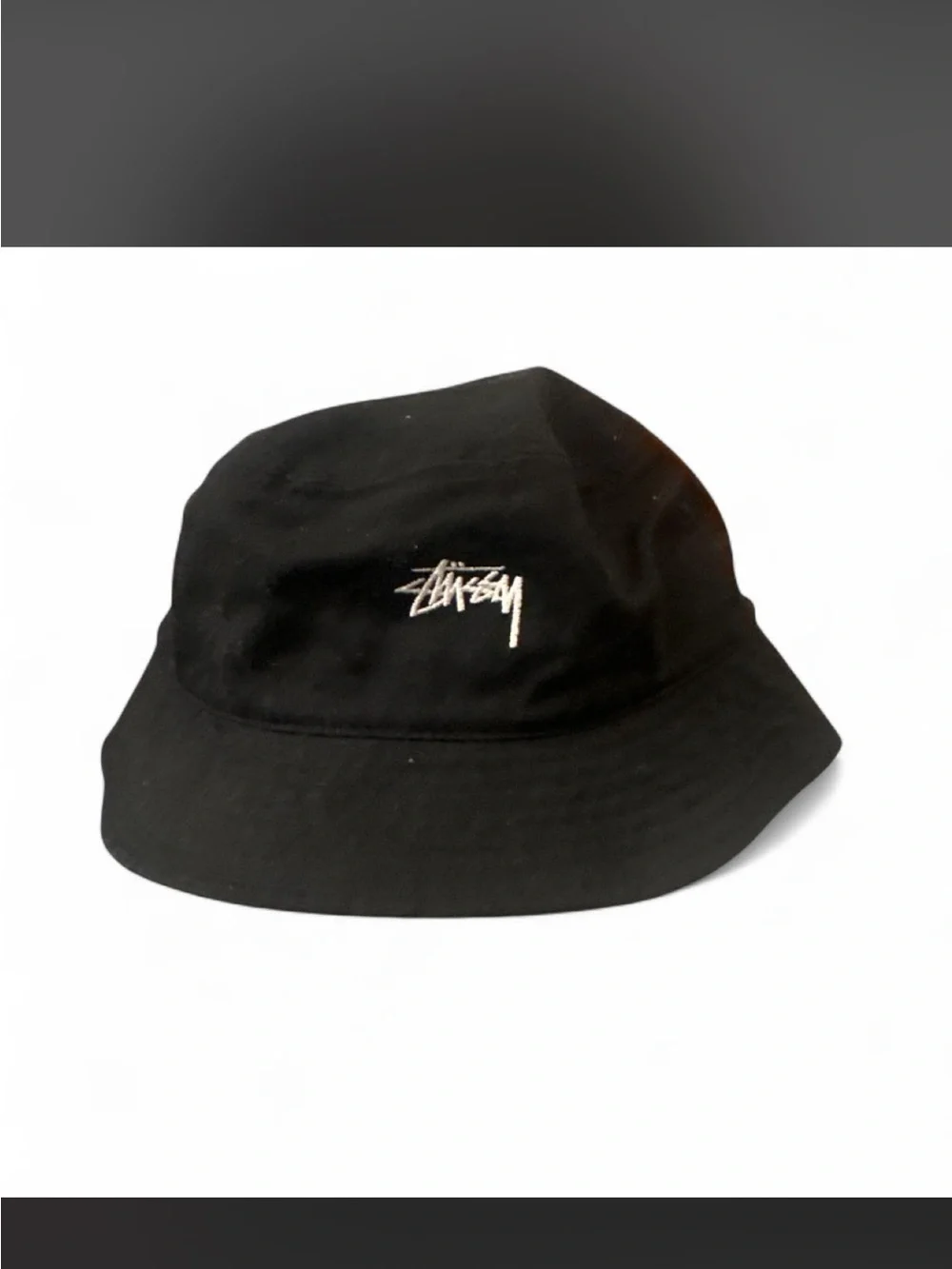 Stussy Black Bucket Hat with White Logo